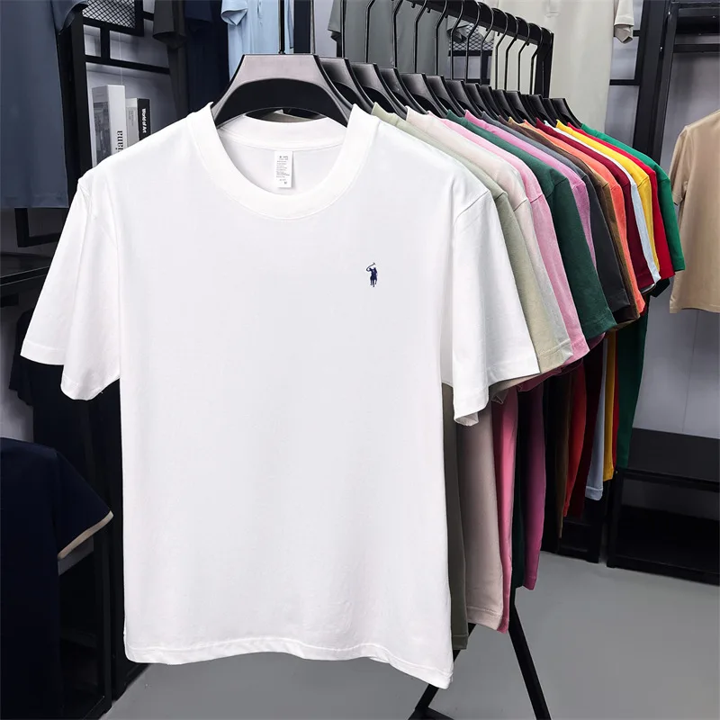 100% cotton high-end short sleeve T-shirt summer designer brand pony embroidery round neck top fashion casual golf men's wear image 6