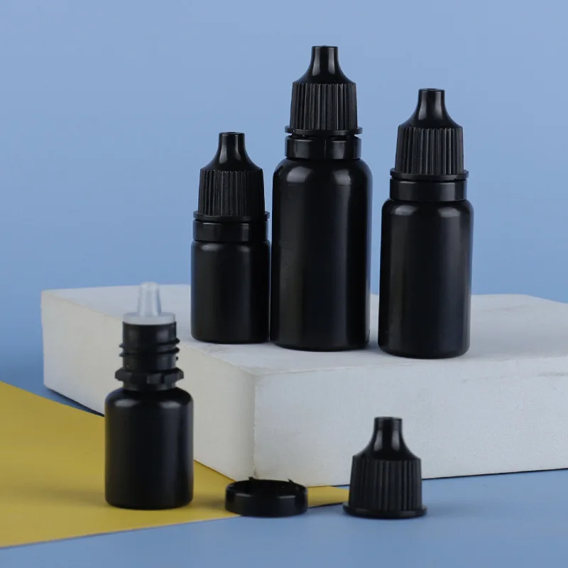 5ml 10ml 15ml 20ml Dropper Bottles Lightproof Squeezable Bottles Black Empty Plastic Eyedrops Vials Ink Container Pigment Pack