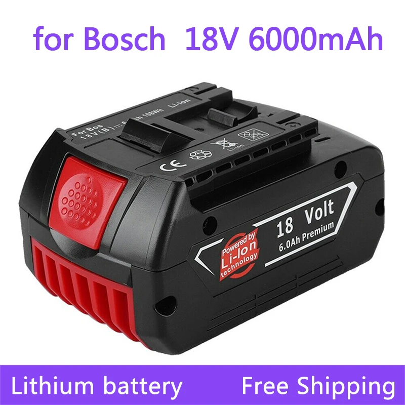 To 18V Battery 6.0Ah for Bosch Electric Drill 18V 6000mAh Rechargeable Li-ion Battery BAT609 BAT609G BAT618 BAT618G BAT614