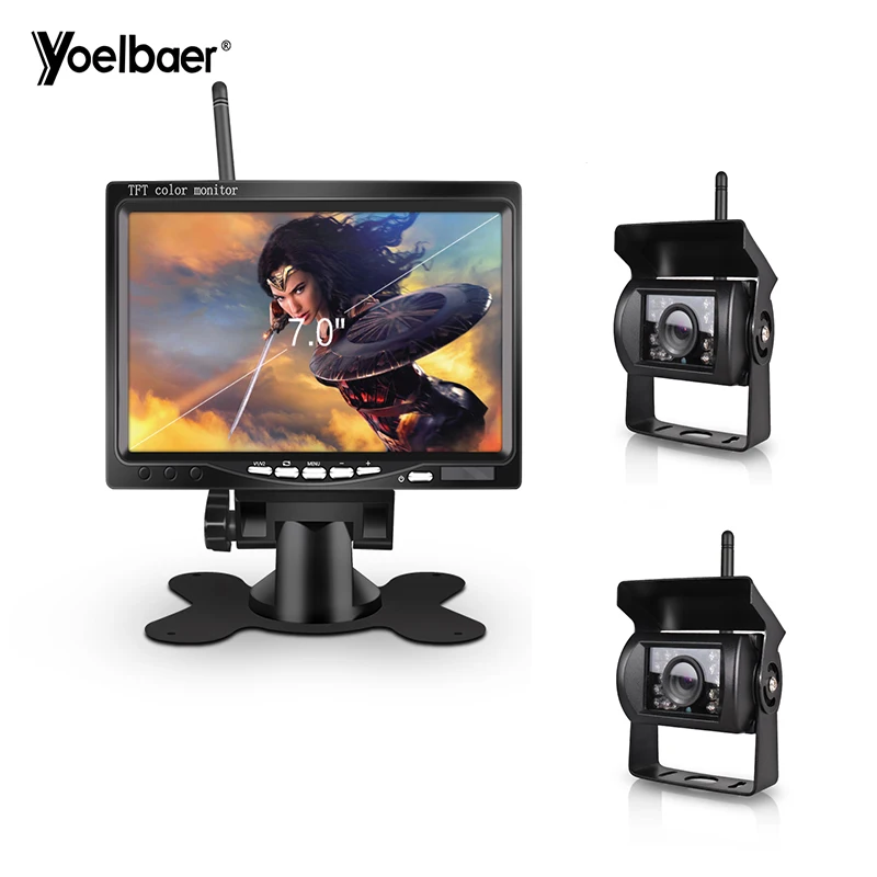 Wireless Car Backup Camera Monitor Night Vision 7 Inch Parking Security Reverse Camera System