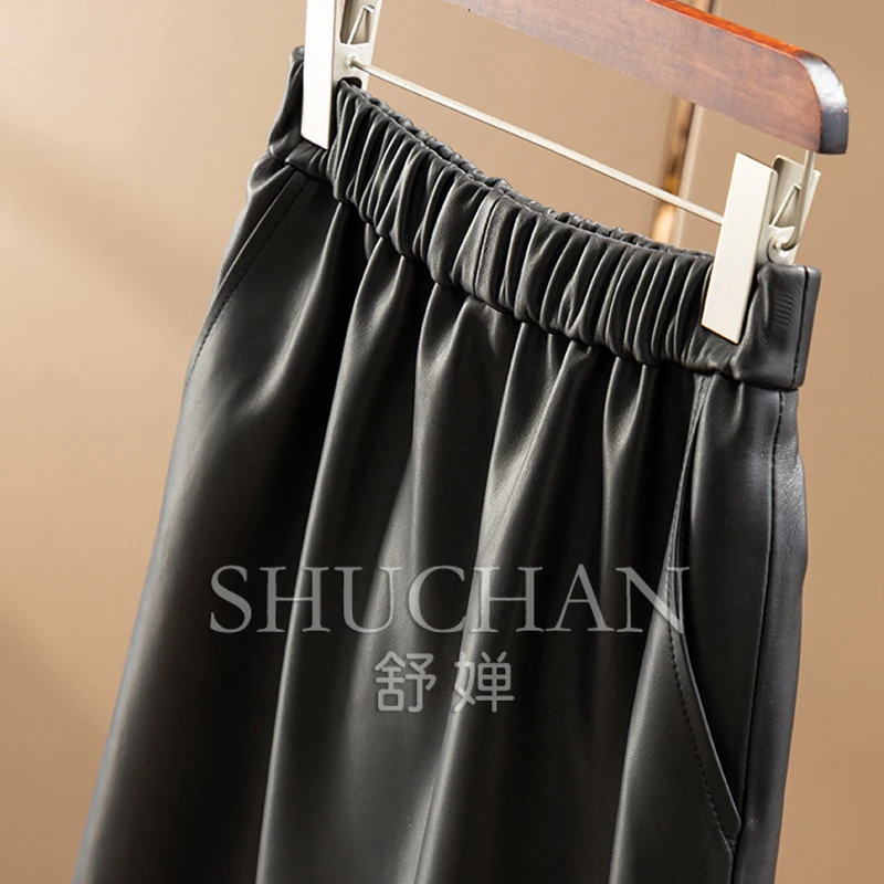 2025 Autunno Inverno Pelle di pecora francese Pelle intera Micro-caduta Gonna a forma di A Donna 2Y48 Faldas Mujer Moda