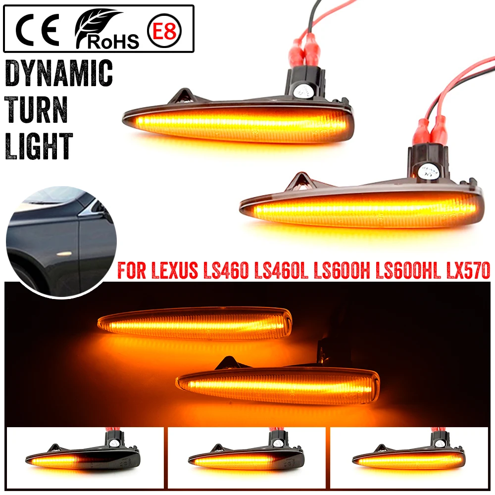 Dynamic LED Side Marker Lights Turn Signal Sequential Indicator Lamps For Lexus LS460 LS460L LS600h LS600hL LX570