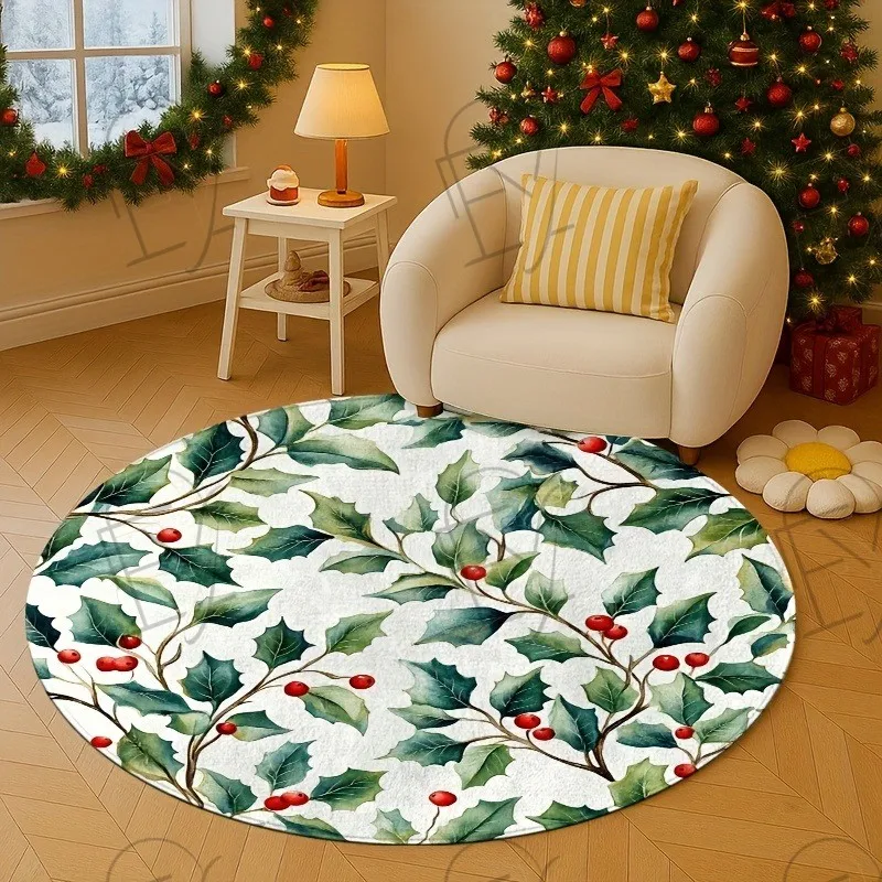 Luxury Baroque Round Rug Vintage Mint Green Pink Circular Carpet Living Room French Palace Floral Bedroom Soft