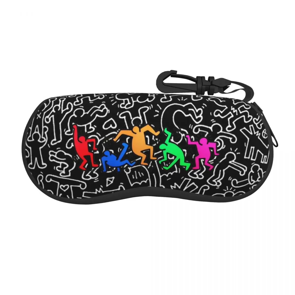 Haring Graffiti Paintings Art Black DanCe Eyeglass Glasses Case Soft Geometric Abstract Pop Art Sunglasses Protective Bag