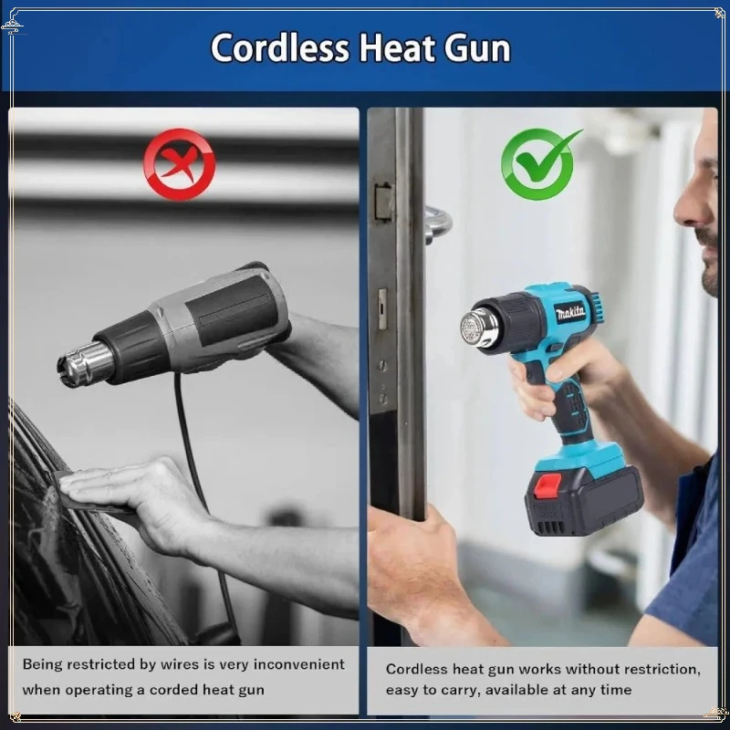 ماكيتا الجديدة 18 فولت 550 ° مسدس هواء ساخن محمول لاسلكي C مع شاشة LED للتحكم في درجة حرارة الهواء الساخن