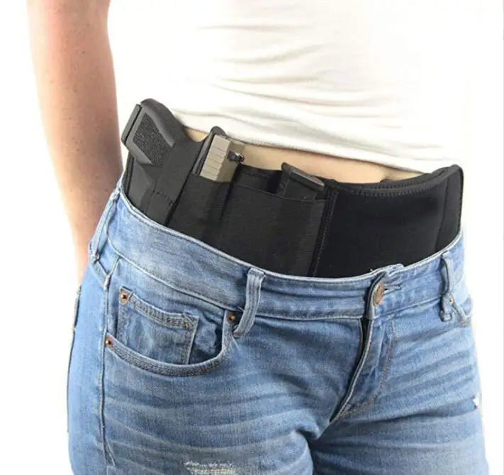 

tactical belt us police Gun Holster Pouch Military Universal Belly Band Belt Police Training Elastic Hunting Waist Support