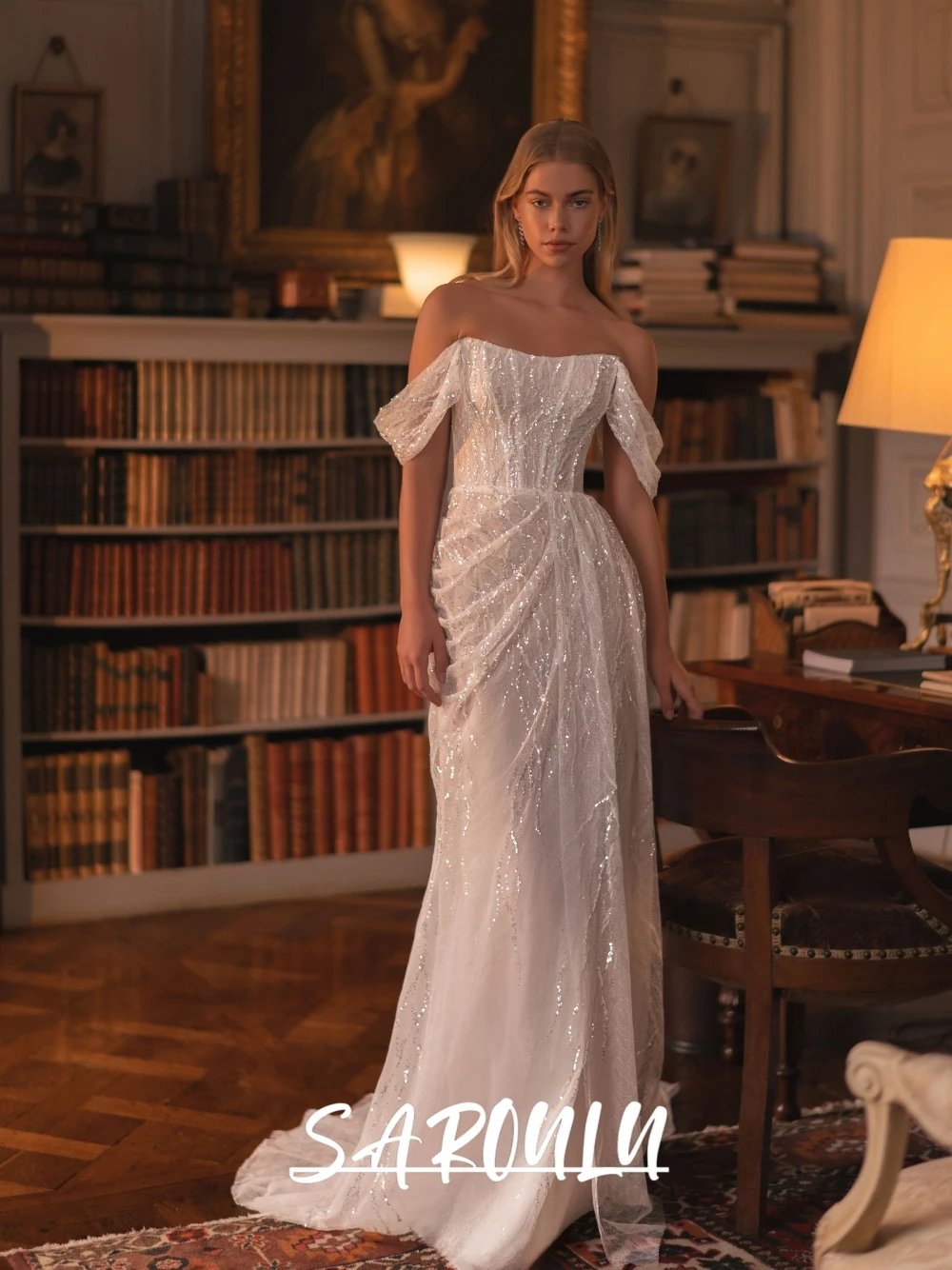 Dazzling Off Shoulder Elegant Mermaid Lace Wedding Dress Fashionable Corset Vintage Pleated Tulle Bridal Gown Customized