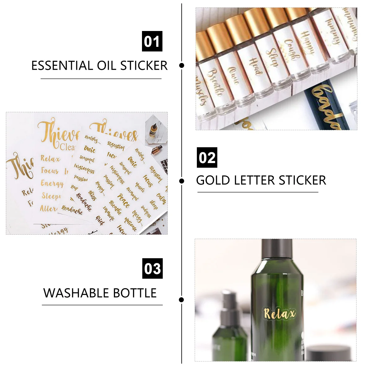 

5 листов этикеток для бутылок с эфирным маслом, многоразовые наклейки для бутылок для ароматерапии, прозрачный клей для легкого использования
