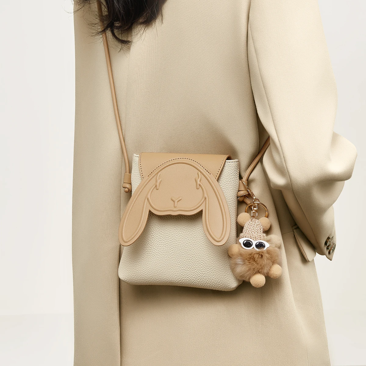 Cute Rabbit Design Leather Shoulder Bag for Women