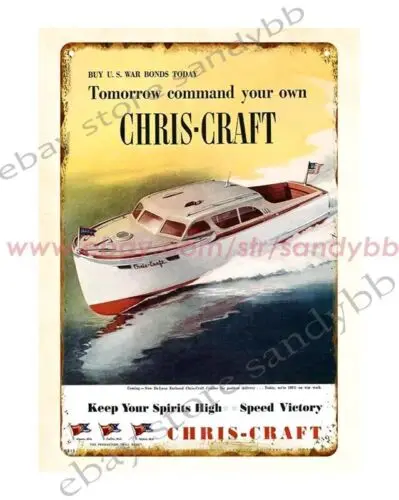 1940 s Chris Craft Speed Boat metal tin sign at home decor store