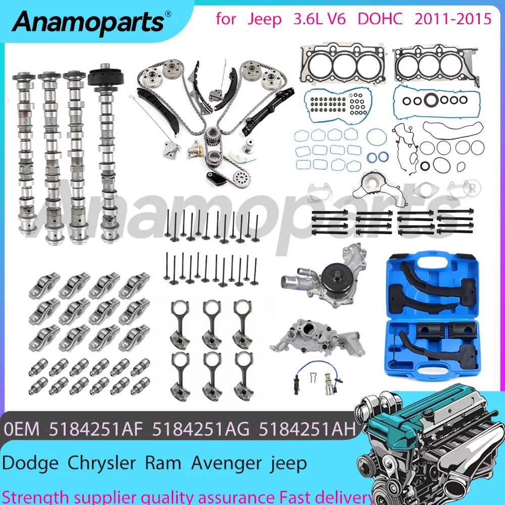 Timing chain kit camshaft water/oil pump Overhaul Rebuild Toolbox set for 3.6L 11-15 Dodge Chrysler Avenger Jeep Ram 3.6  DOHC