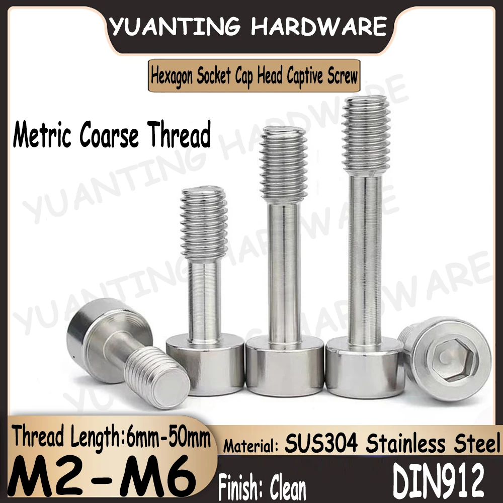 2Pcs-10Pcs M2 M2.5 M3 M4 M5 M6 DIN912 SUS304 Stainless Steel Hexagon Socket Cap Head Captive Screws Anti-Loosening Bolts