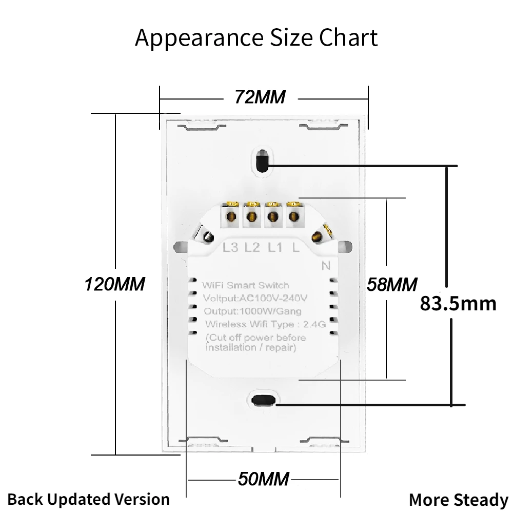 Interruptor inteligente de luz RF433 con WiFi, dispositivo con Sensor táctil de pared, sin cable neutro, funciona con Alexa y Google Home, Tuya