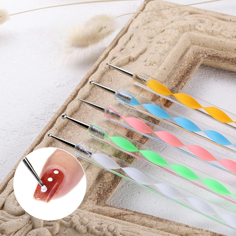 5 pezzi/set cristallo nail art punteggiatura penna perline manico disegno a doppia estremità pittura strass strumenti per manicure