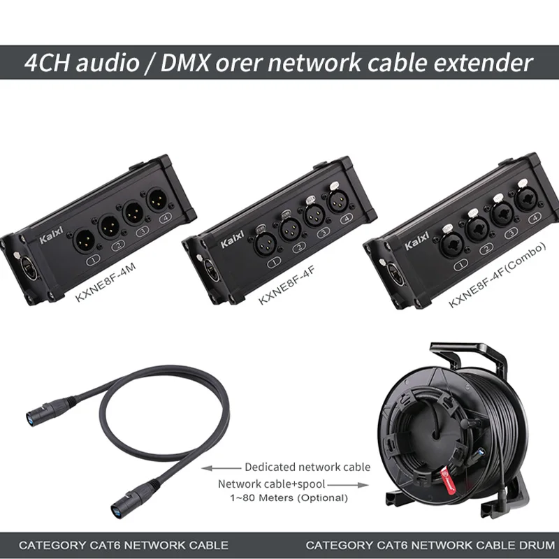 Light conversion digital network cable to analog signal distribution Kaixi4 channel DMX512 network signal extender