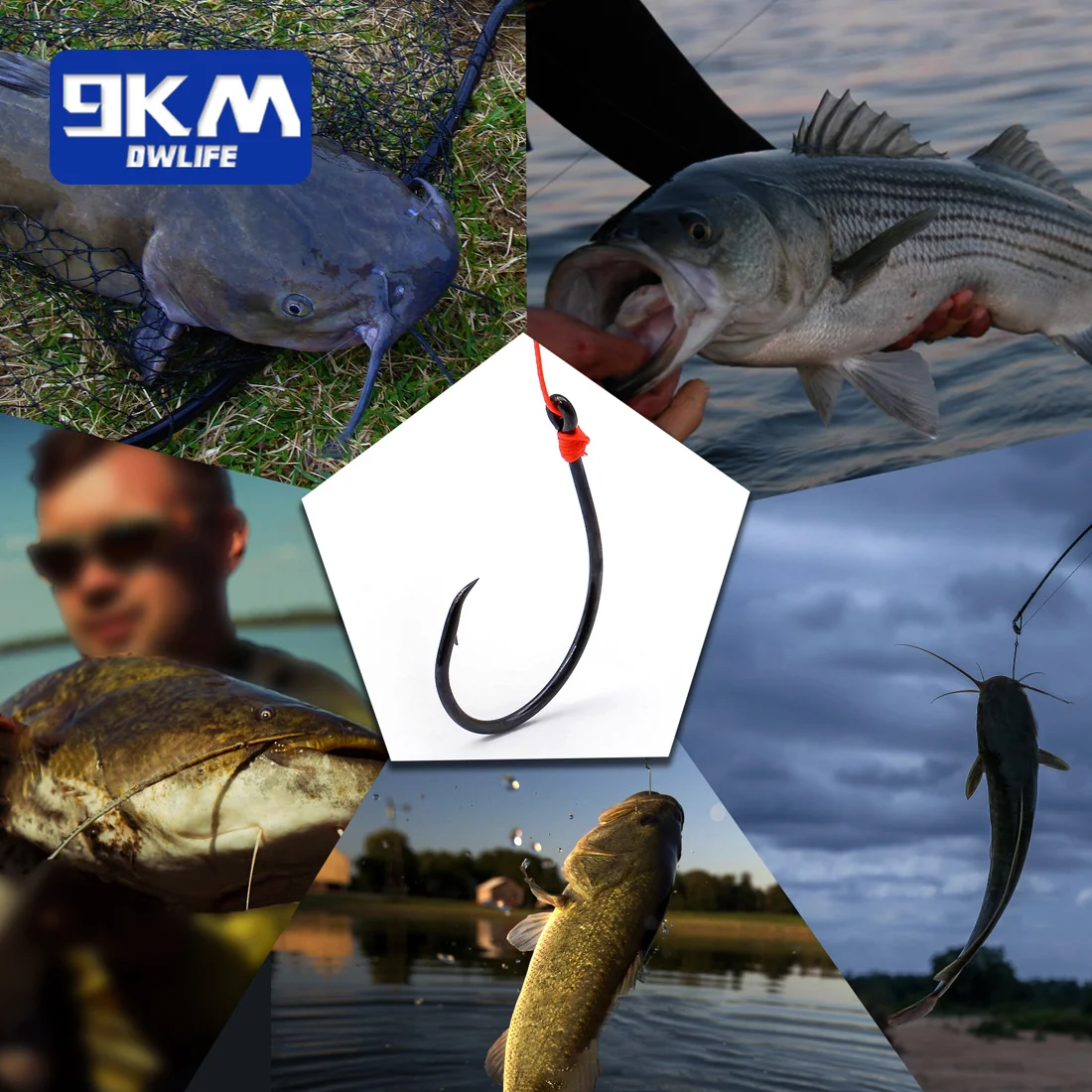 9KM 25-50 Stück Inline Wide Gap Circle Hooks, nicht-versetzter Salzwasser-Welthenhaken für Barsch, Zander, Crappie, Süßwasser-Tackle – Detail 4