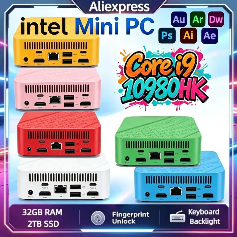 小型ポータブルミニデスクトップpc-インテル-core-i9-10980hk-16gb-ddr4-ram-2tb-ssd-高画質4k動画再生-家庭用ミニpcホスト