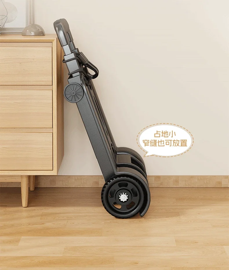Tragbarer, faltbarer, robuster Handwagen, Schwerlast-Gepäckwagen, Trolley für den täglichen Gebrauch, zum Einkaufen, Umziehen und Transportieren von Waren – Detail 3