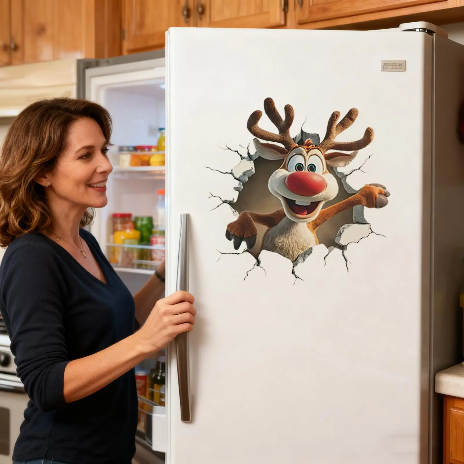 Illusion Wall Cling Decorative Breaking Holiday Sticker for Indoor Refrigerator Bathroom Kitchen Bedroom Glass Door Home