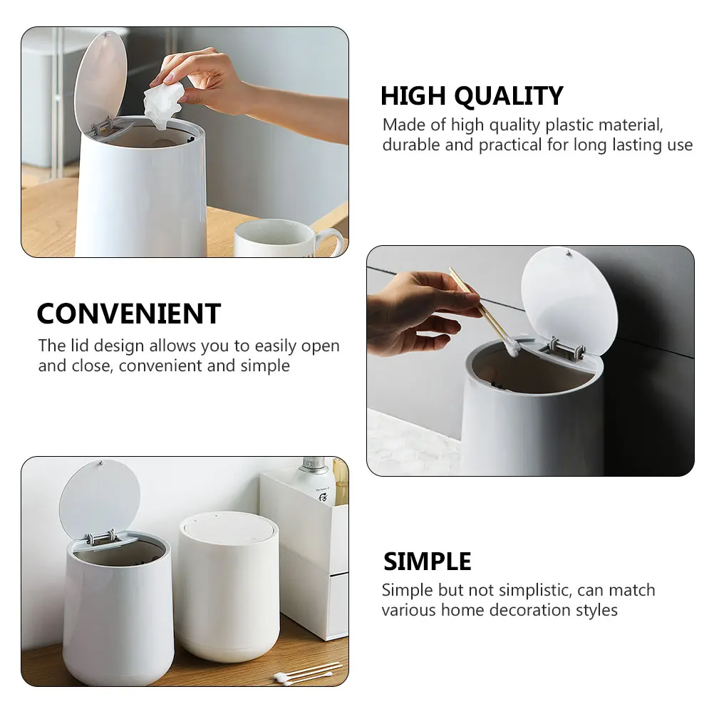 

Cute Mini Trash Can Bin Desktop Plastic Garbage Can Small Push Type Lid Lightweight Household Waste Paper Bin for Travel