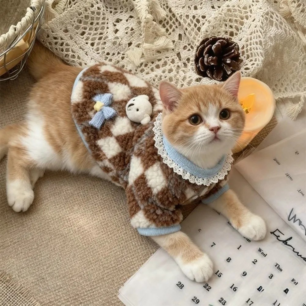 

Cozy 3D Bear Pet Vest Furry Warm Dog Vest Soft Snow Print Pet Clothes Winter for Small Medium Puppy