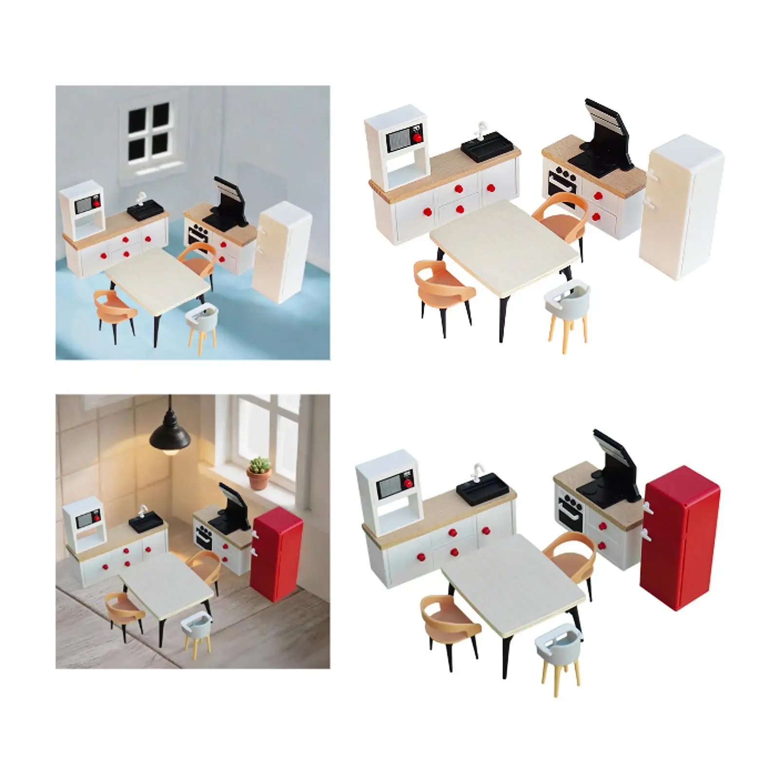 Dollhouse Furniture Set Cabinet Pretend Play Toy for Girls Kids Toddlers 3+