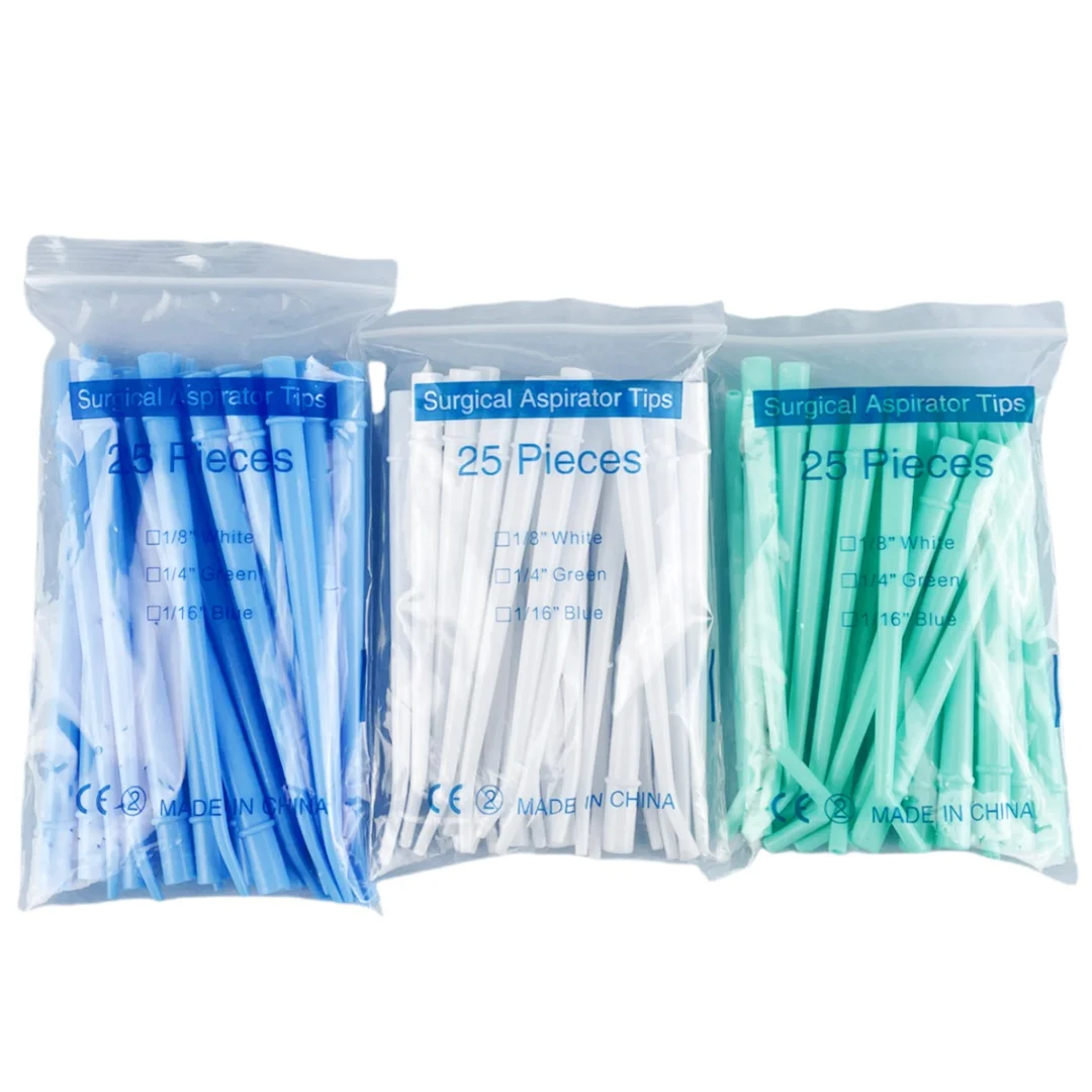 25pcs Disposable Dental Saliva Ejector Dental Consumable Oral Plastic Straw Long Slim Type Suction Tips Tube for Dentistry Tools
