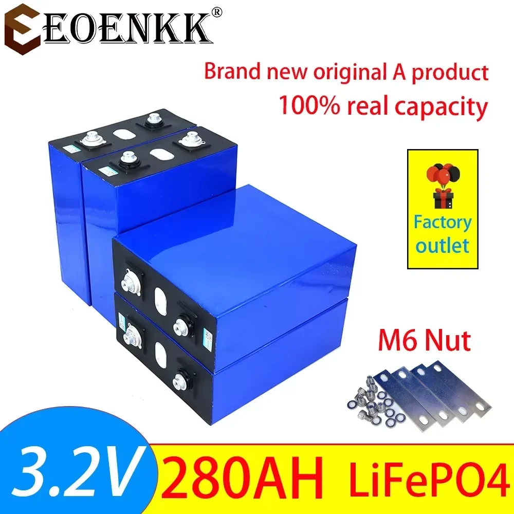 A-grade new 3.2V 280AH DIY 24V 48V Lifepo4 rechargeable battery lithium iron phosphate solar camping car battery tax-free