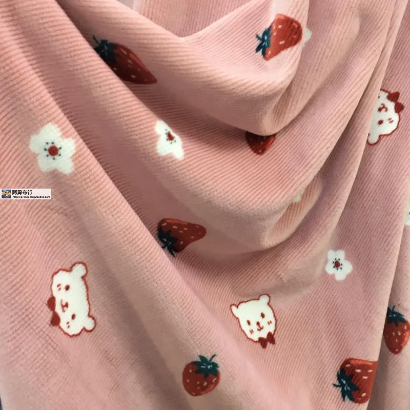 Coral Fleece Fabric Lalambswool By The Meter for Diy Pajamas Clothing Sewing Winter Cloth Cartoon Flowers Printed Soft Thickened