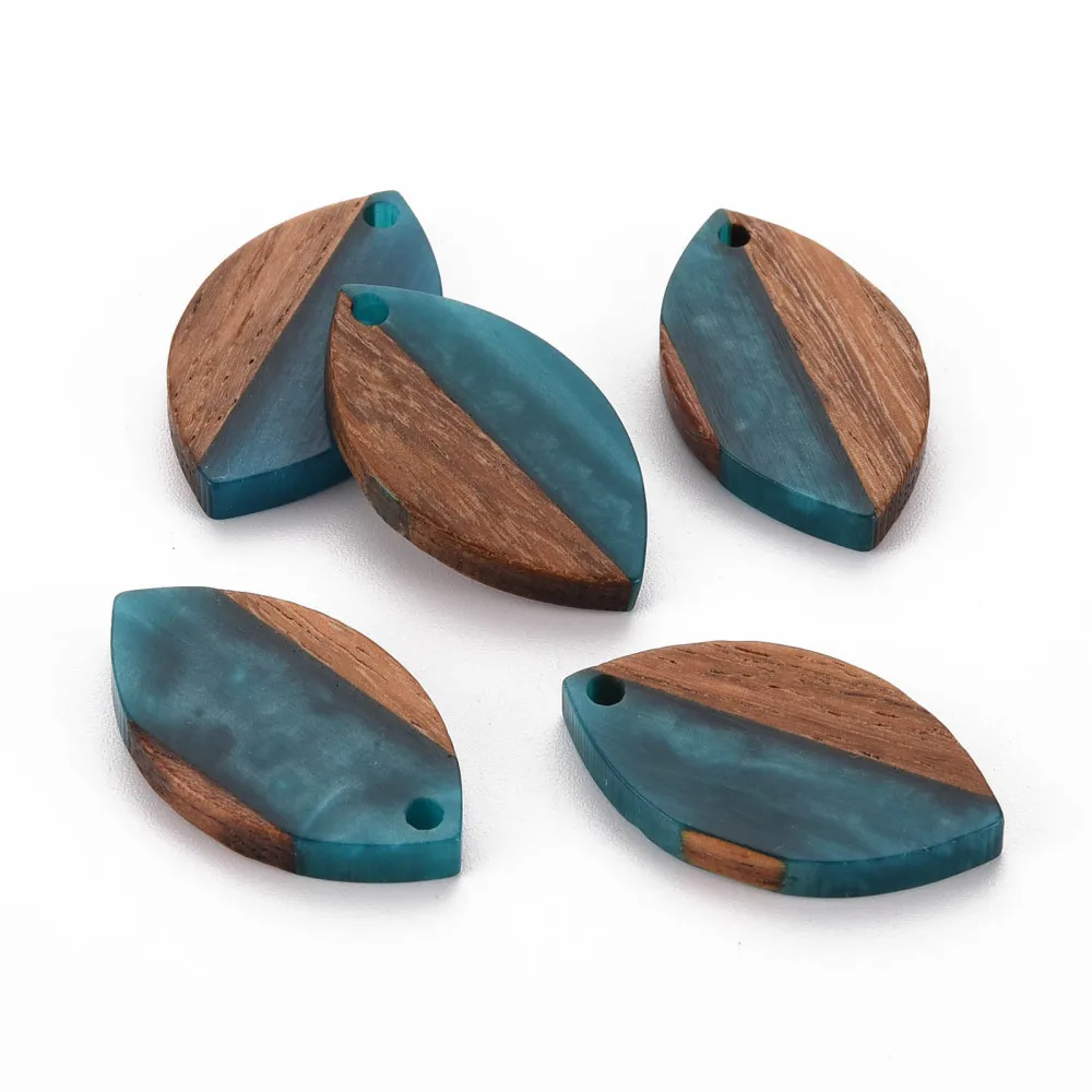 

Two Tone Natural Wood Resin Pendants Horse Eye Shaped Wooden Charms for Jewelry DIY Earrings Necklace Bracelets Connectors Make