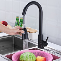 GEGVE 304 Stainless Steel Pull Out Spout Kitchen Faucet Rotatable Faucets Black Mixer Hot and Cold Water Taps Sprayer Brushed