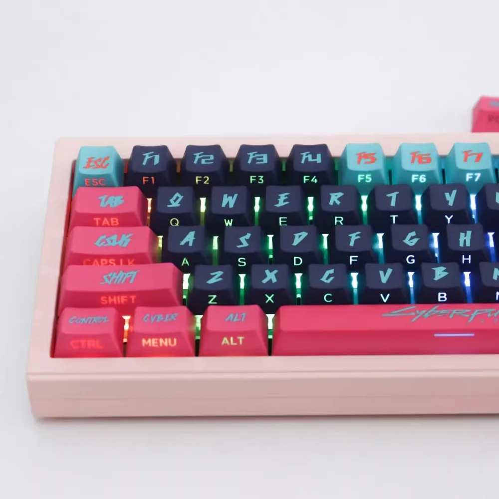 130 Keys Side-word Light Transmission Keycaps Cherry Height PBT Thermal Sublimation For 61 75 87 98 104 108 Mechanical keycaps