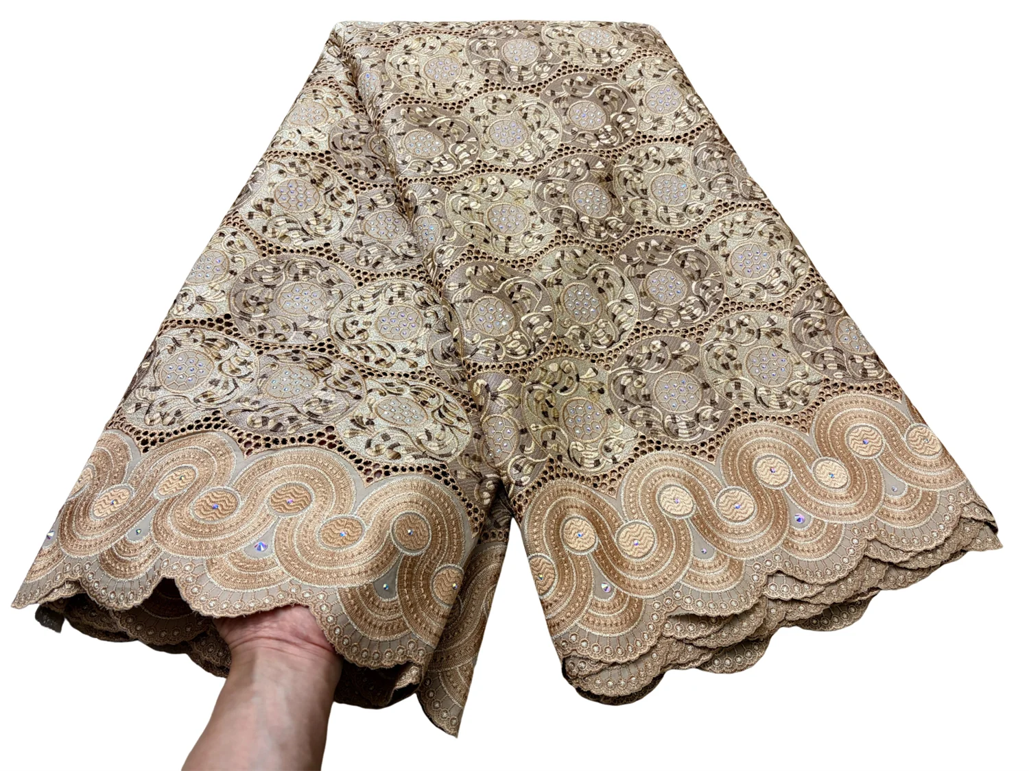 Top Grade King's Wear African Embroidery Lace Austria Big Cotton 100% Original Switzerland Fabric For Men & Women Celebrants
