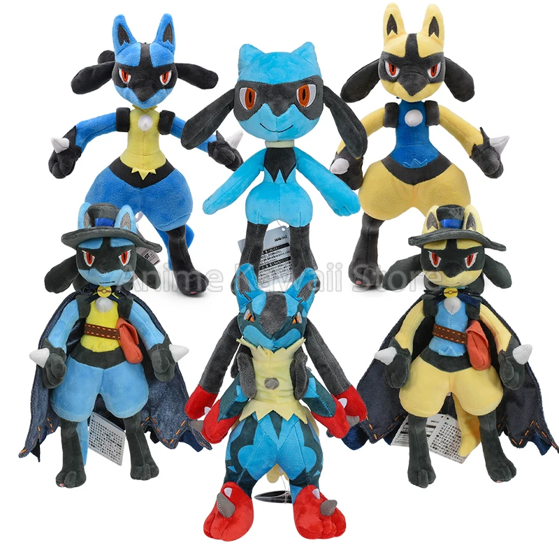 Mega Lucario Pokemon Plush Stuffed Toys Kawaii Riolu Shiny Lucario Halloween Quality Animal Peluche Doll Children Kids Gifts