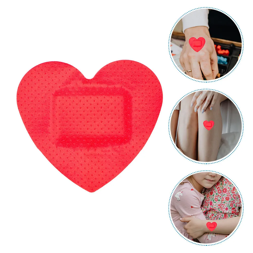 25Pcs Heart Shaped Waterproof Bandages Flexible Fabric Adhesive Pads for Abrasions Cuts Finger Toe Injuries Outdoor Emergency
