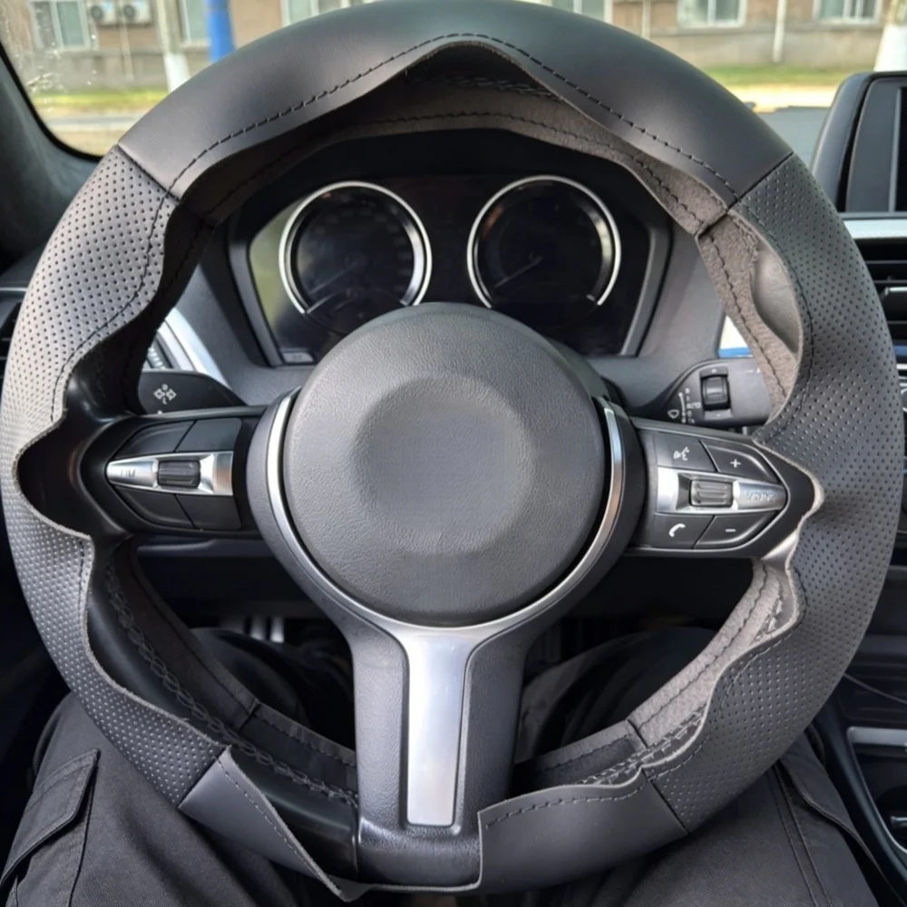 Hand Stitched Microfiber Leather Steering Wheel Cover For BMW M Sport F30 F31 F34 F10 F11 F07 X1 X2 X3 F25 F32 F33 F36 F48 F39