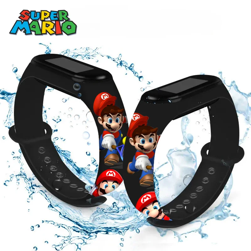 Super Marios Bros Children\'s Watches Anime Luigi Princess Peach Yoshi Bowser Kids Sport Wristband Waterproof Digital Watch Toy