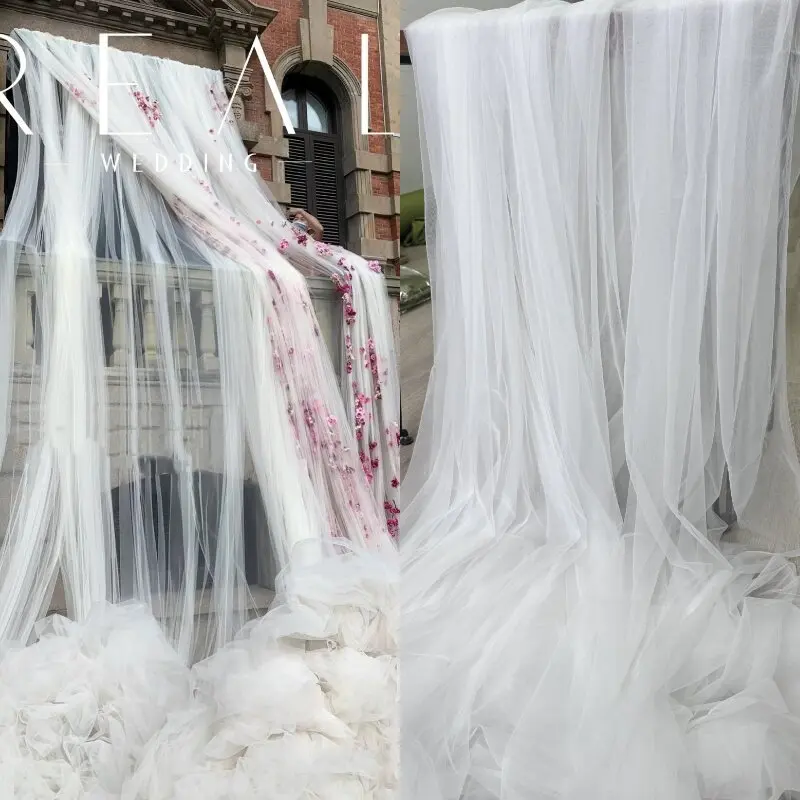 Waterfall White Transparent Drape Tulle Fabric Draping for Wedding Celebration Gauze Curtain Scene Layout Soft Solid Color