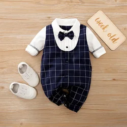 Newborn Baby Jumpsuit In Gentlemanly Style For Boys And Toddlers. Comfortable Spring And Autumn Long Sleeved Baby Jumpsuit