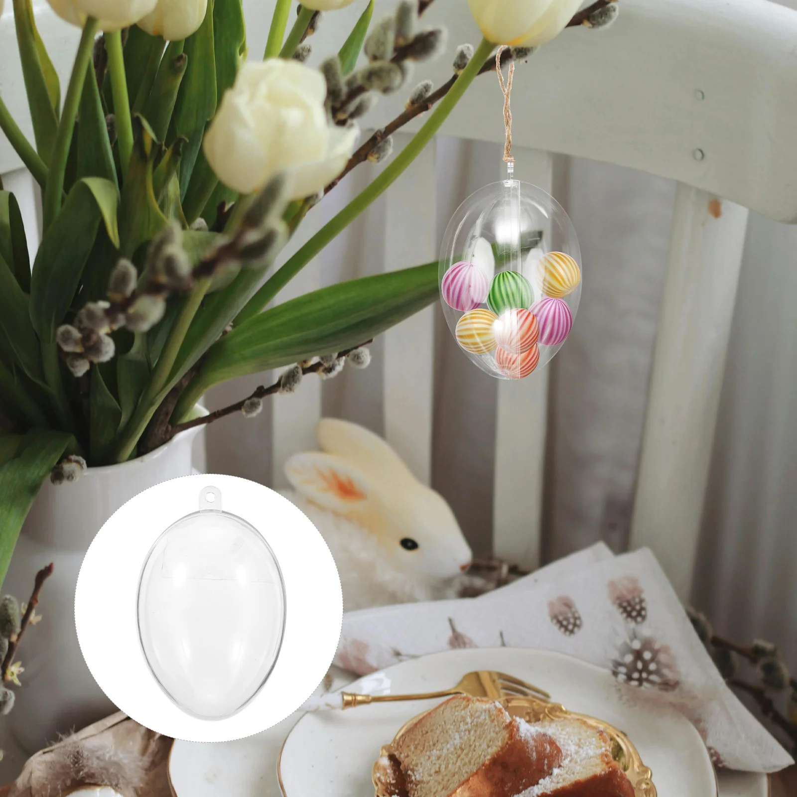 

12pcs Egg Shaped Fillable Ball Ornaments Clear Plastic Diy Christmas Tree Decor For Easter Wedding Party Holiday Candy Box