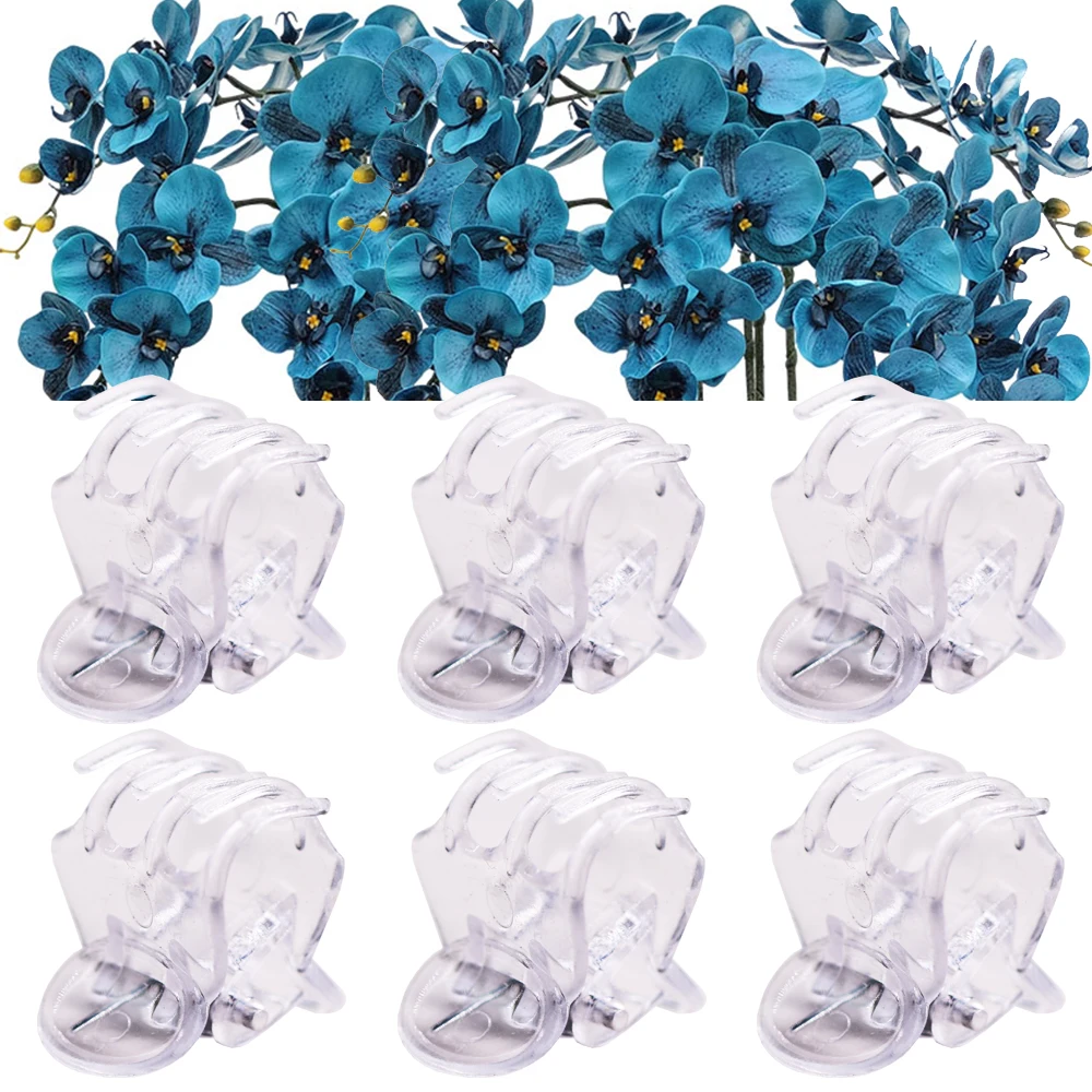 20-1000PCS Transparent 6 Claws Orchid Clips Plastic Butterfly Flowers Support Clear Fixer for Garden Vine Stem Plants Climbing