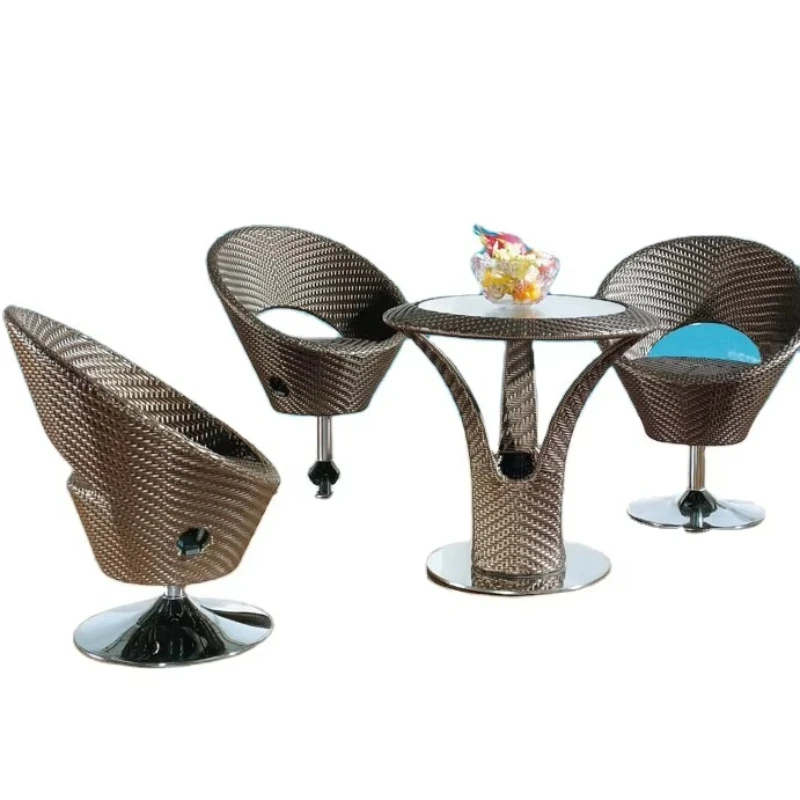 

4-Seat Outdoor Swivel Dining Club Chairs Wicker Furniture Dining Table Chairs Bar Furniture Swivel Chairs