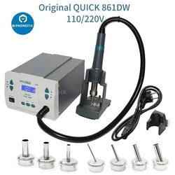 Original QUICK 861DW 1000W Heat Gun Lead Free Hot Air Soldering Station Rework Station+Nozzle With Replace Hot Gun Handle Core