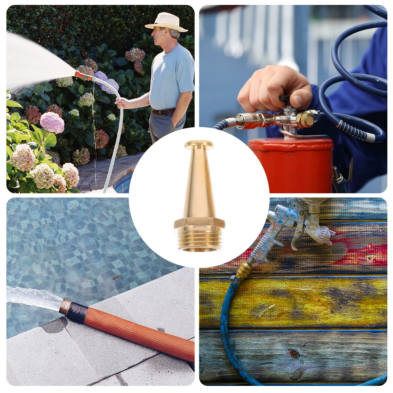 

4pcs 1/2 Inch Fire Reel Nozzle Copper Outer Fitting Garden Irrigation Connector Car Wash Sprayer Fitting Air Nozzle For Hose