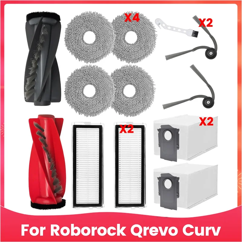 B69A ل Roborock Qrevo Curv مكنسة كهربائية استبدال أجزاء فرشاة جانبية رئيسية فلتر Hepa ممسحة أكياس الغبار القماش