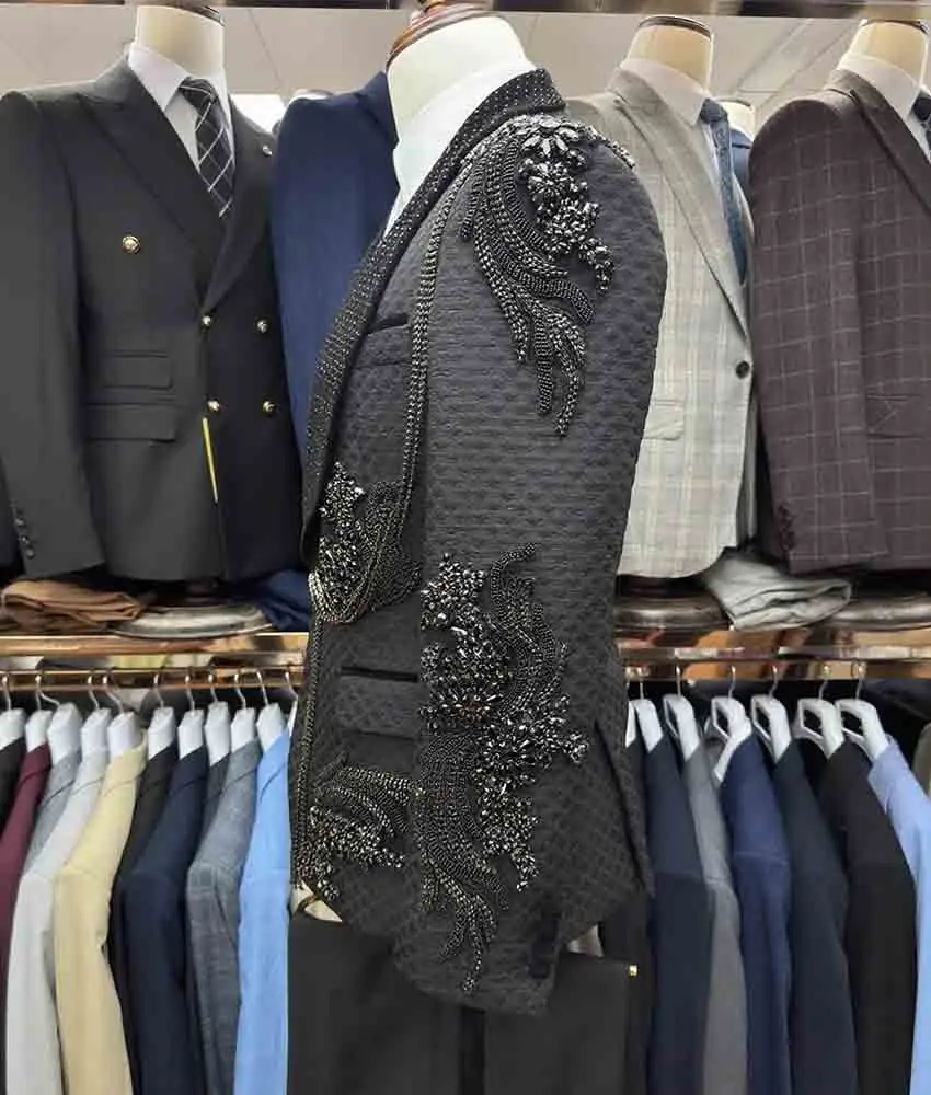 Luxury Crystal Embroidered wedding tailcoat Graceful 3-piece Men's Suit Performance outfit Wedding Party Dress Celebrity Gowns