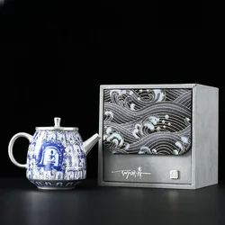 160ML Ceramics Gilded Silver Buddhas Tea Pot, Kung Fu Tea Set, Household High end Tea Pot, Kettle Single Pot Gift Box