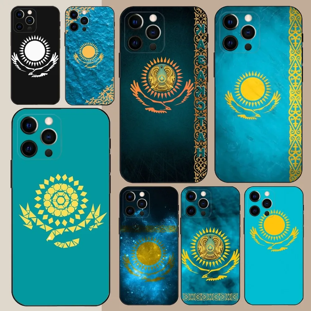 K-Kazakhstan Flag   Phone Case For Apple iPhone 15,14,13,12,11,Pro,X,XS,Max,XR,Plus,Mini Soft Black Cover