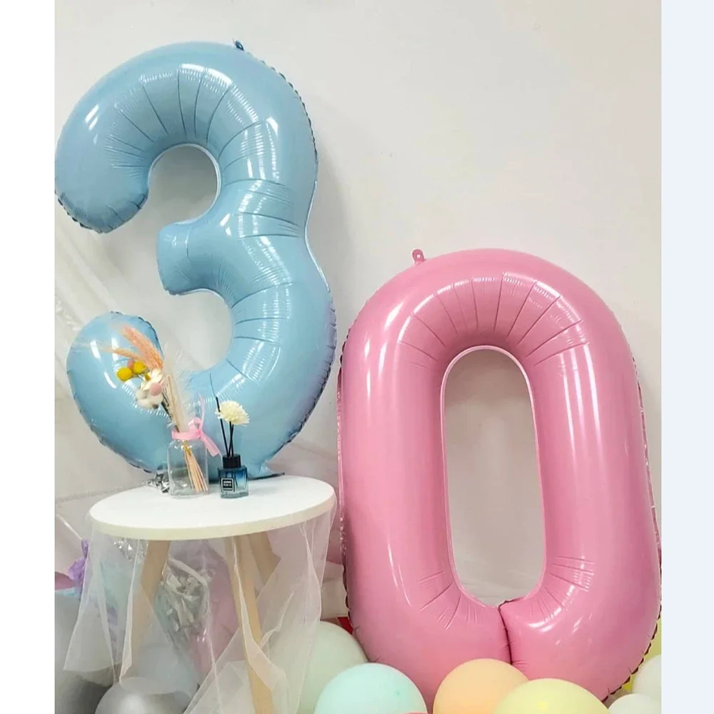 40 Inch Macaron Blue Pink Foil Number Balloons 0 1 2 3 4 5 6 7 8 9 Birthday Party Baby Shower Wedding Decoration Festival Ballon