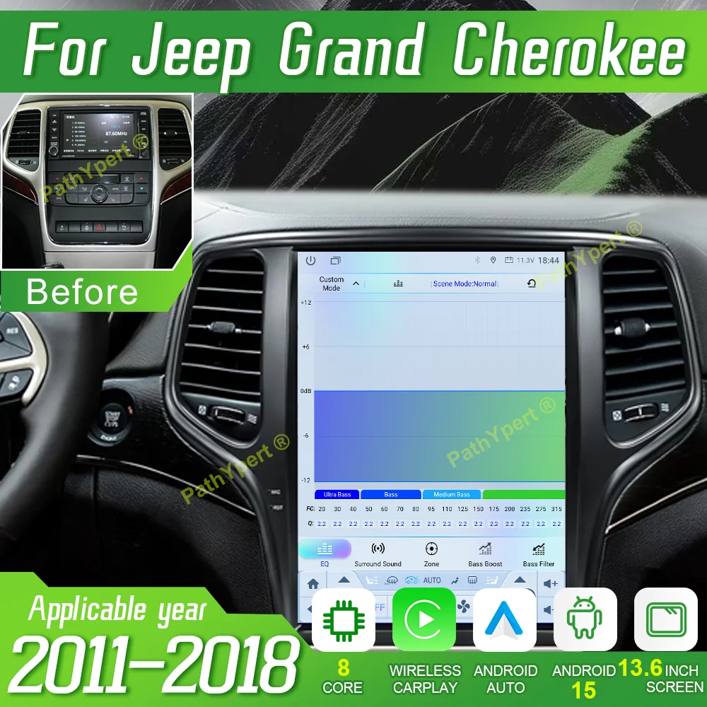 

For Jeep Grand Cherokee 2011-2018 13.6"2 Din Android 15 Car Multimedia Player Wireless Carplay Stereo GPS Bluetooth DSP 4G WIFI